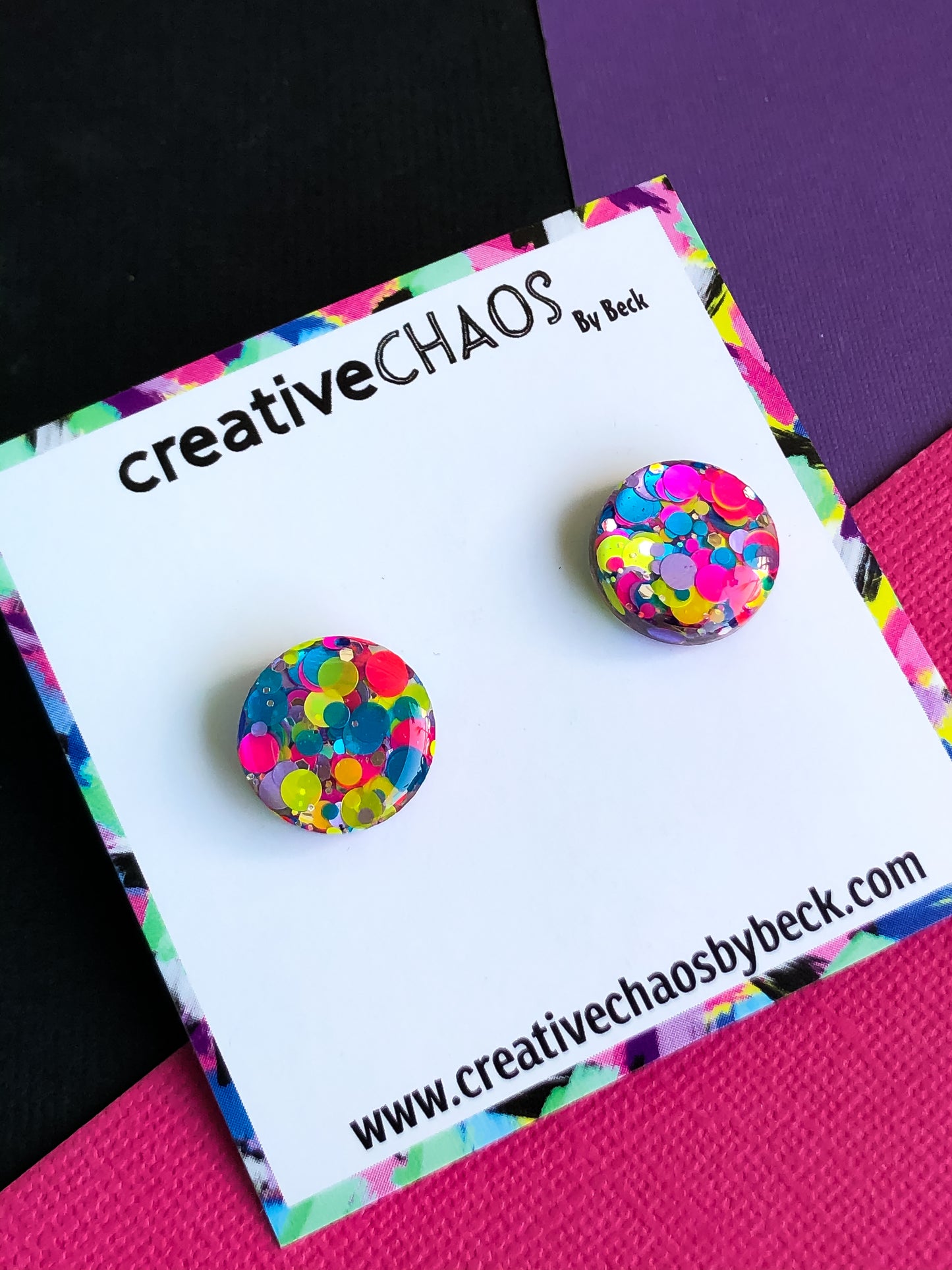 Multi Coloured Glitter Stud