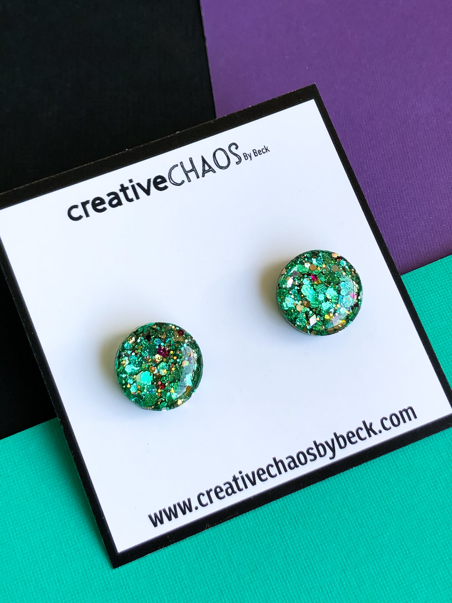 Multi Coloured Glitter Stud (10)