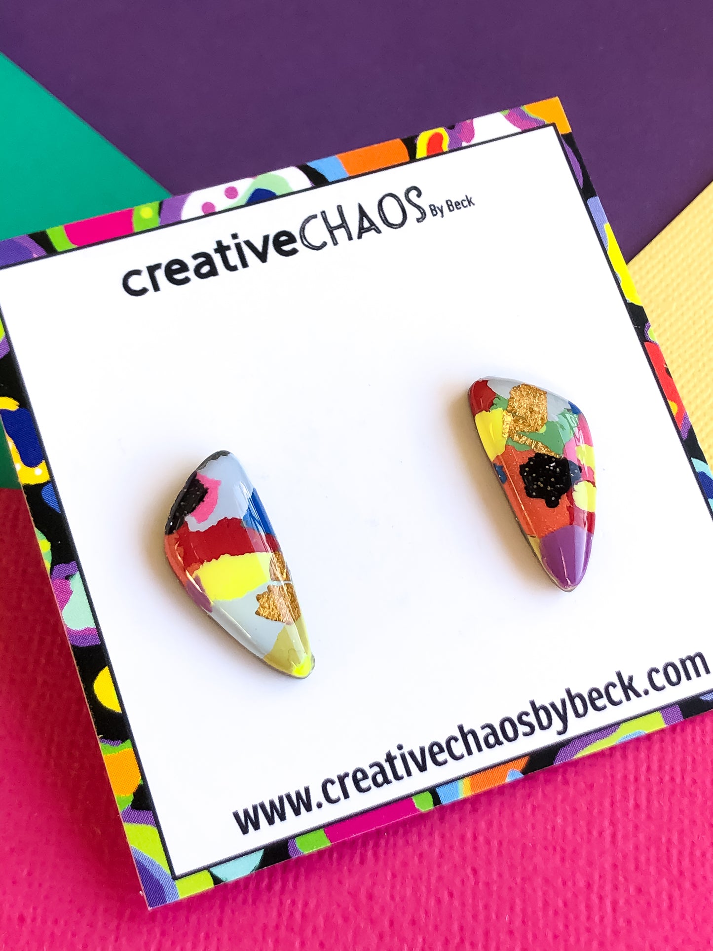 Organic Drop Down Resin Stud Earring
