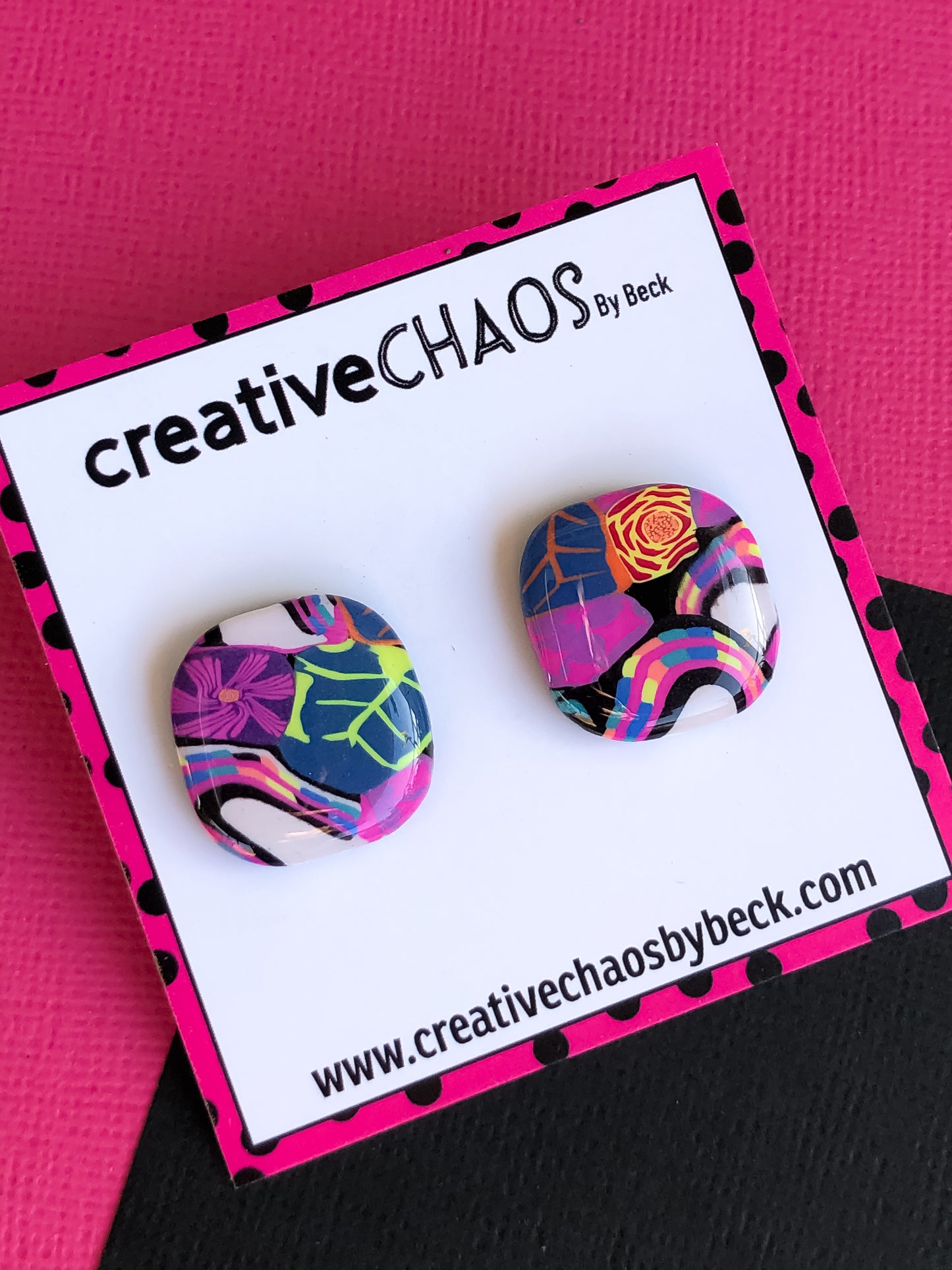 Rounded Square Resin Stud Earring