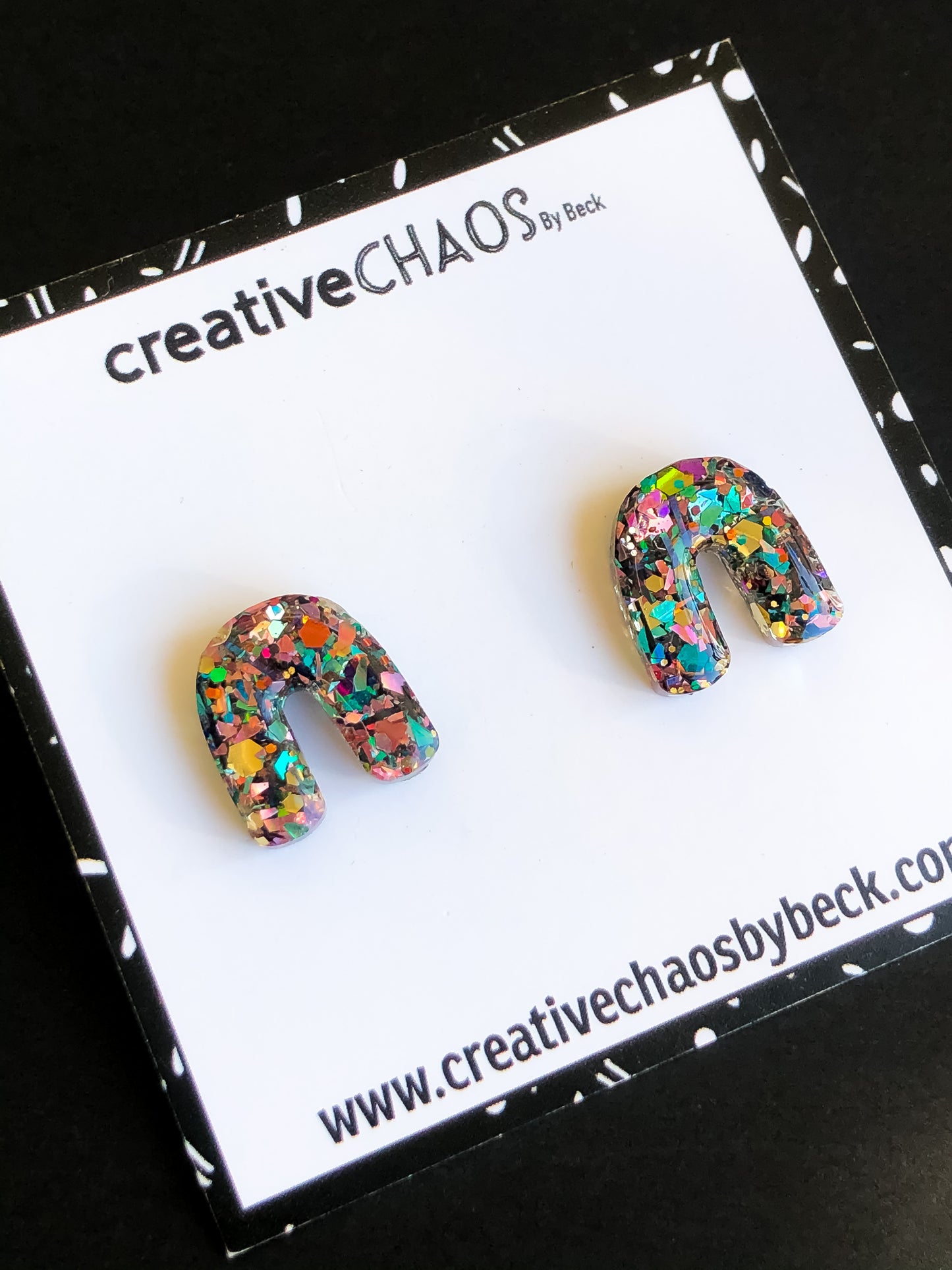Multi Coloured Arch Glitter Midi Stud