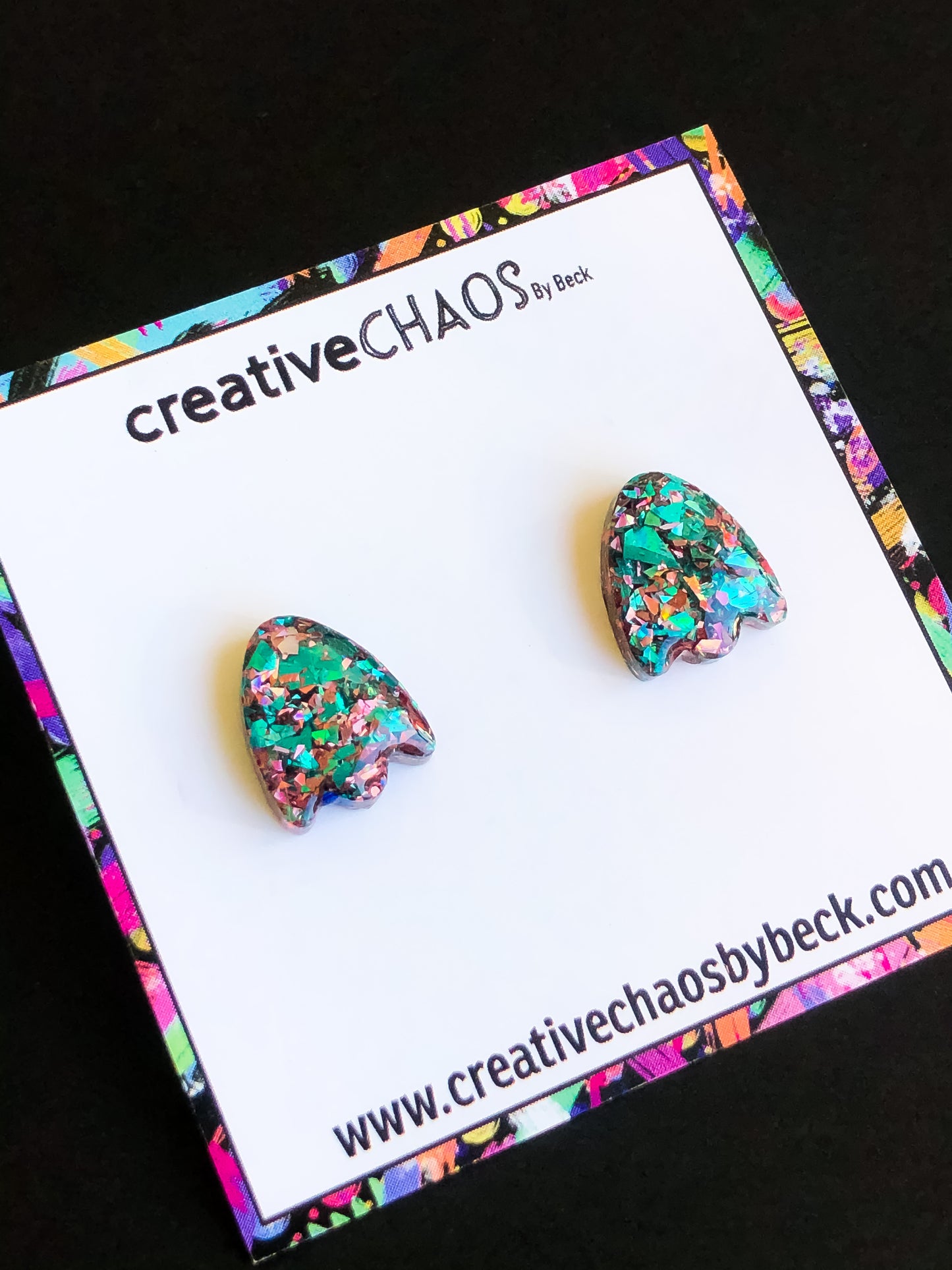 Multi Coloured Glitter Midi Stud