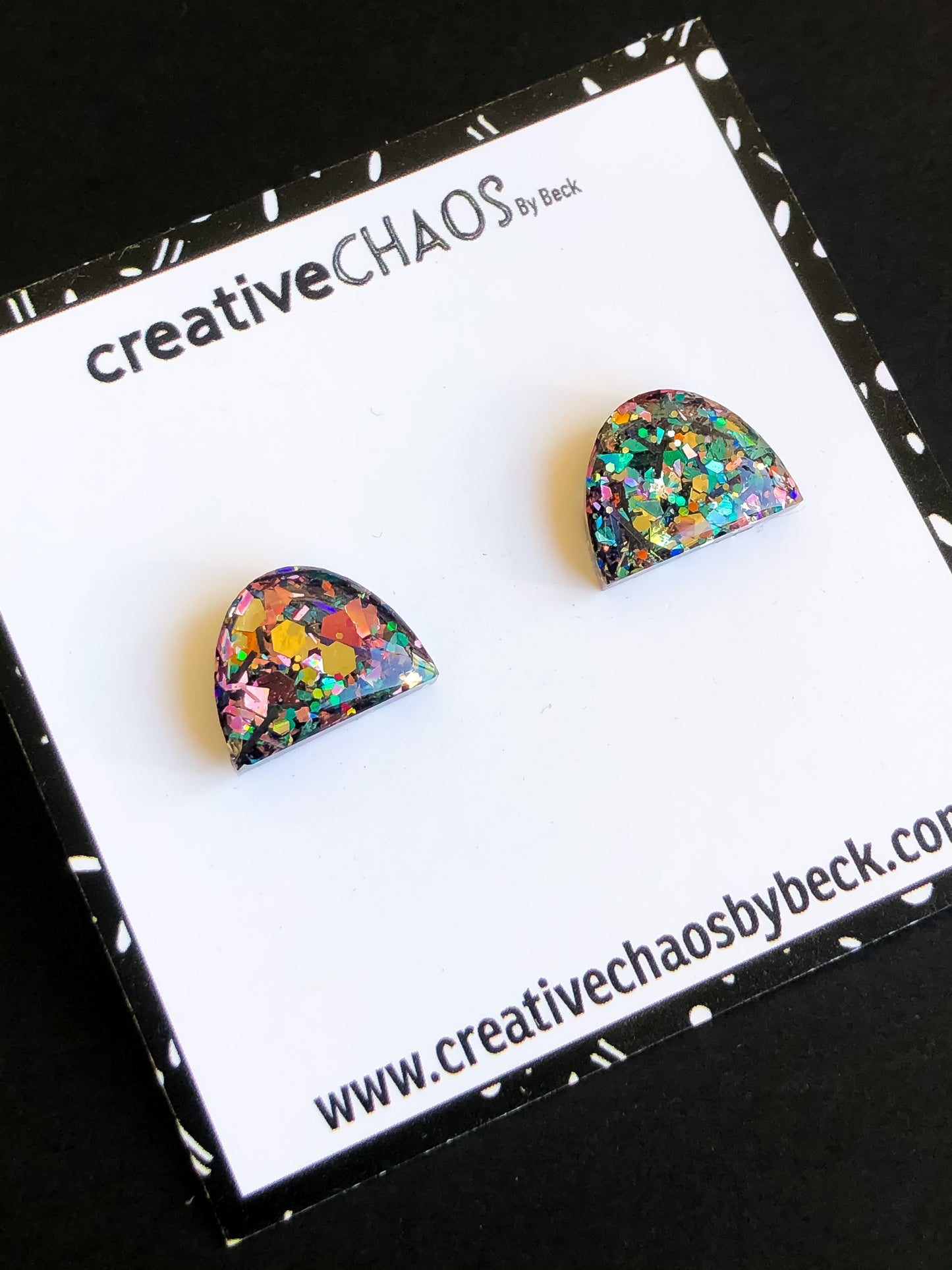 Multi Coloured Glitter Midi Stud