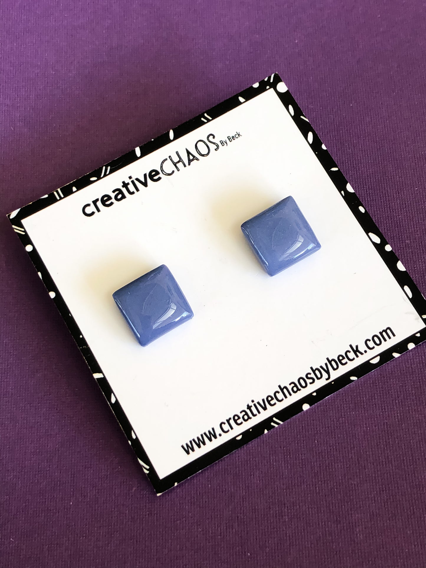 Blue Gloss Clay Stud Earrings (4)