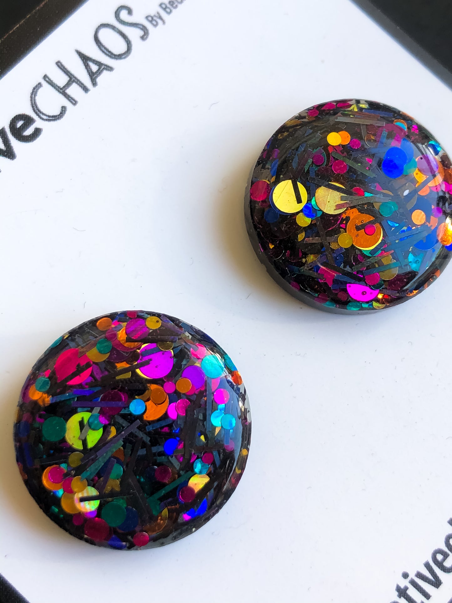 Multi Coloured Glitter Medium Stud