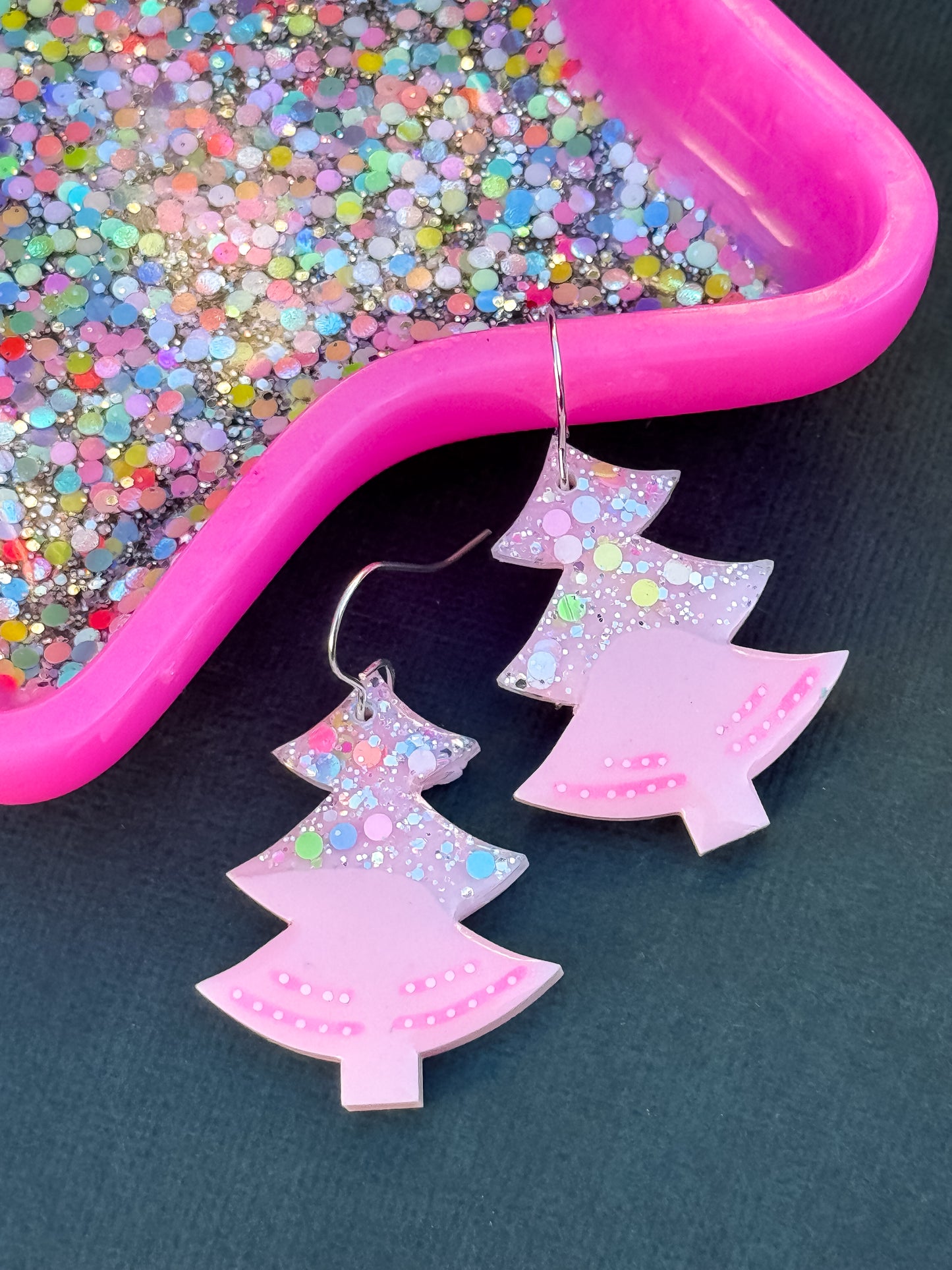 Resin Christmas Tree Hook Earrings (38)