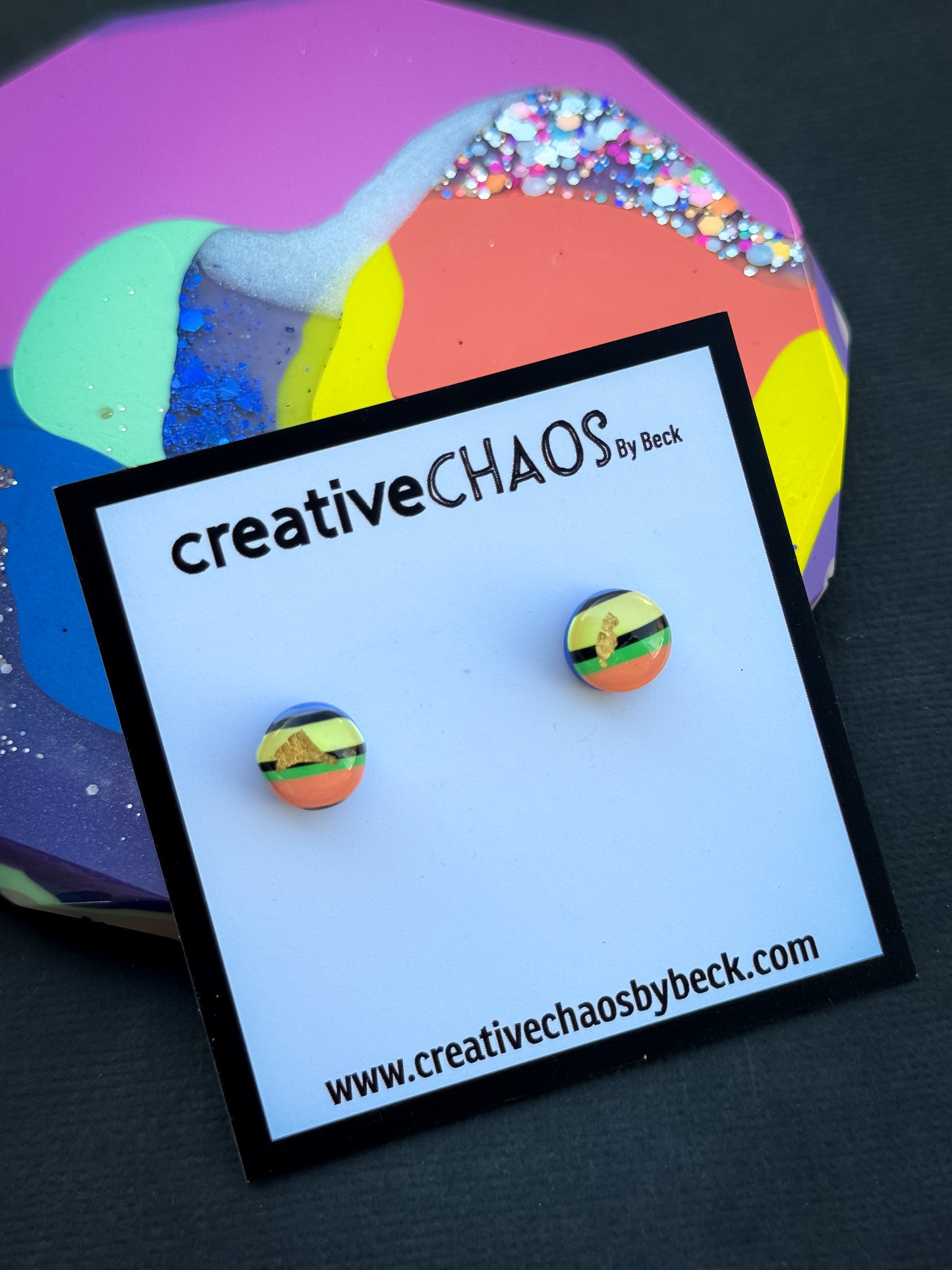 Polymer Clay Mini Gloss Stud Earrings (2)