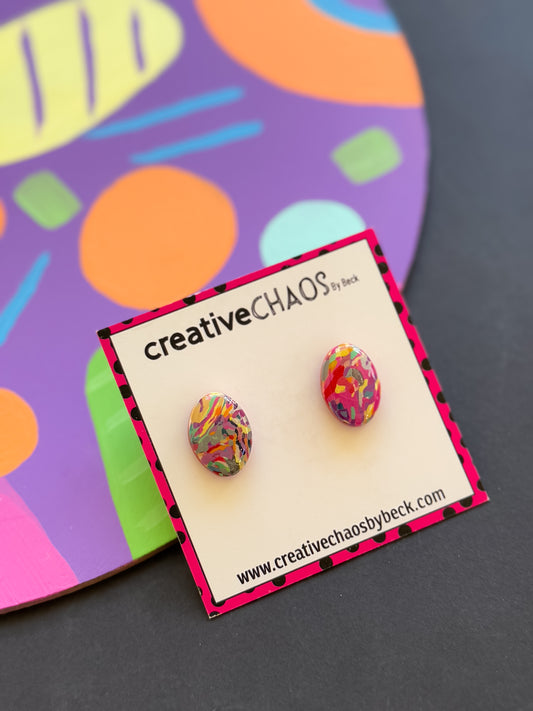 Handmade Polymer Clay Easter Egg Studs (8)