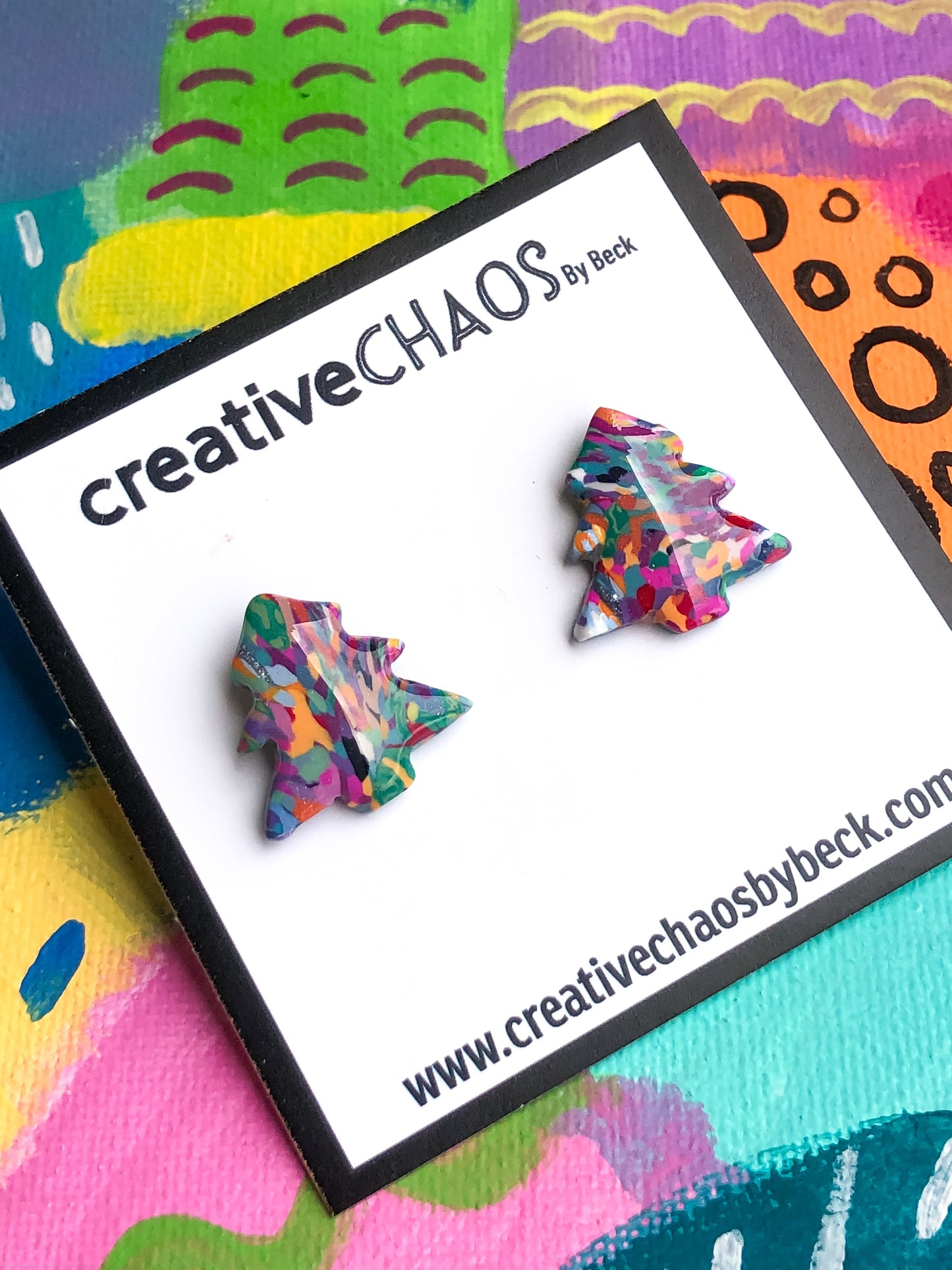 Polymer Clay Christmas Tree Stud Earrings (93)