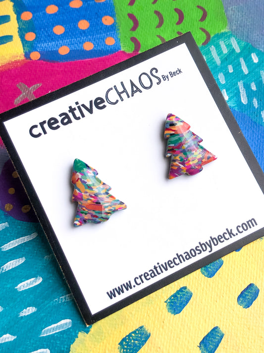 Polymer Clay Christmas Tree Stud Earrings (95)