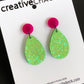 Green Glitter Drop Dangle