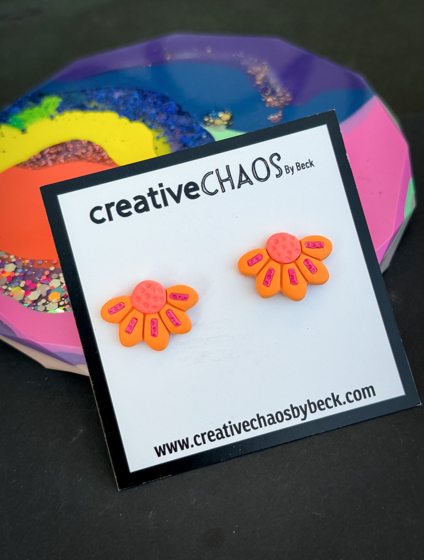 Polymer Clay Flower Stud Earrings