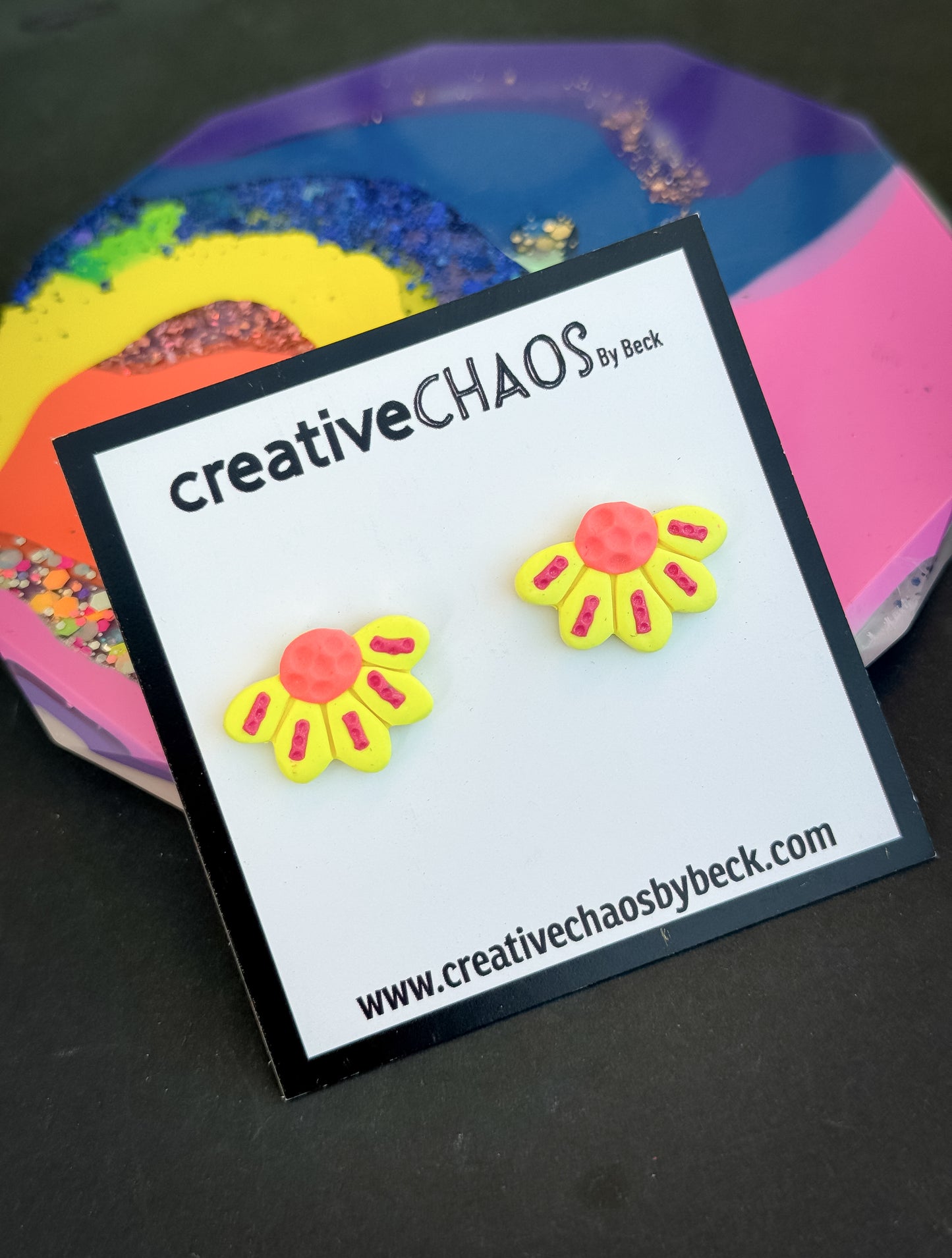 Polymer Clay Flower Stud Earrings