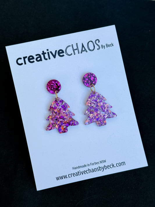 Chunky Glitter Christmas Tree Dangle Earring (13)