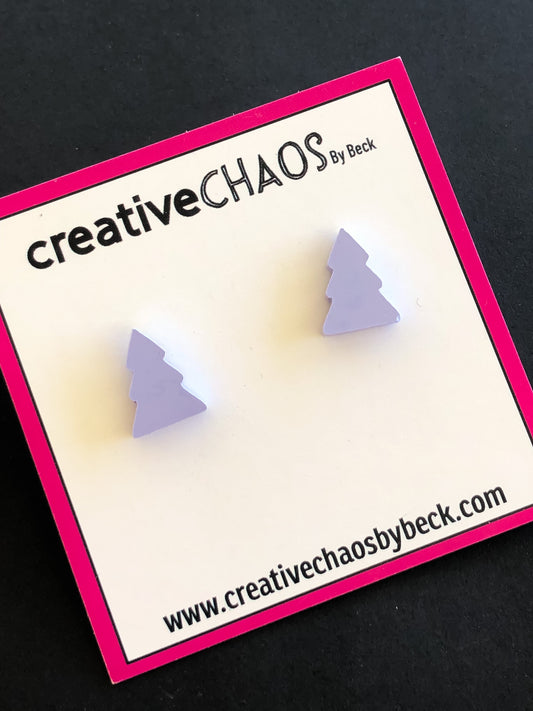 Resin Mini Christmas Tree Studs - Purple (90)