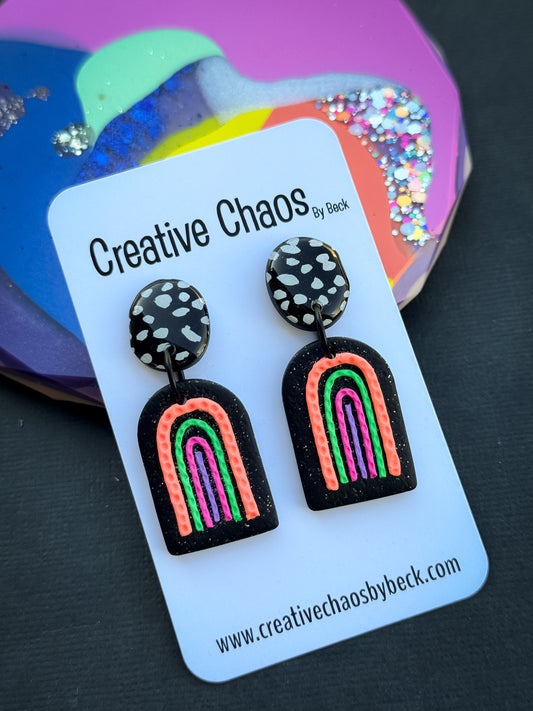 Rainbow Polymer Clay Dangle Earrings