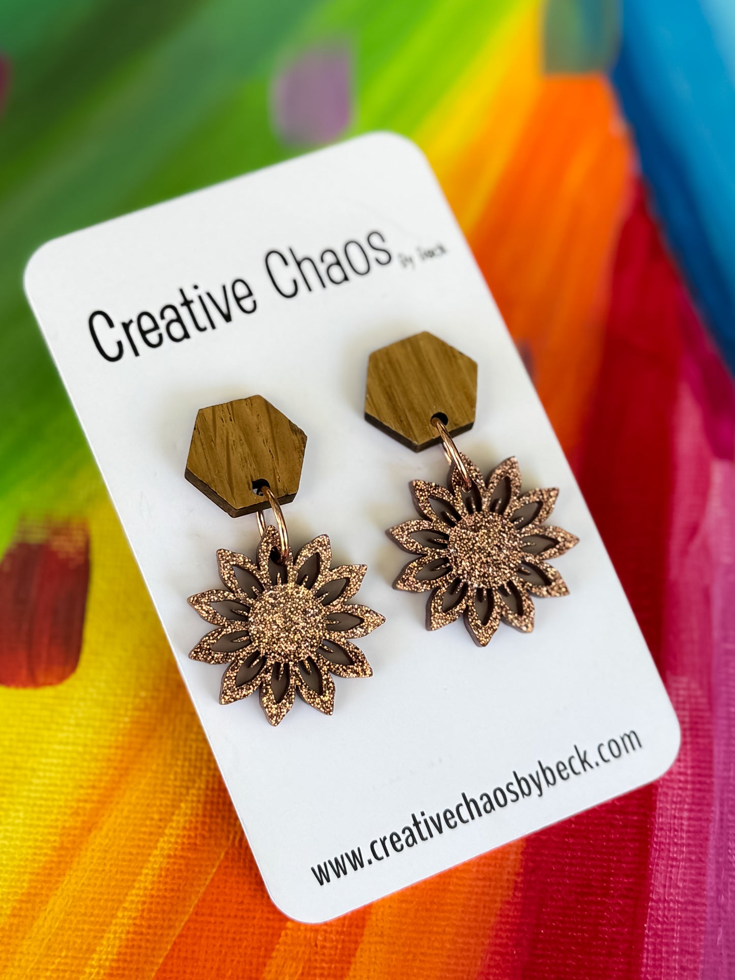 Acrylic Sunflower Dangle Earrings