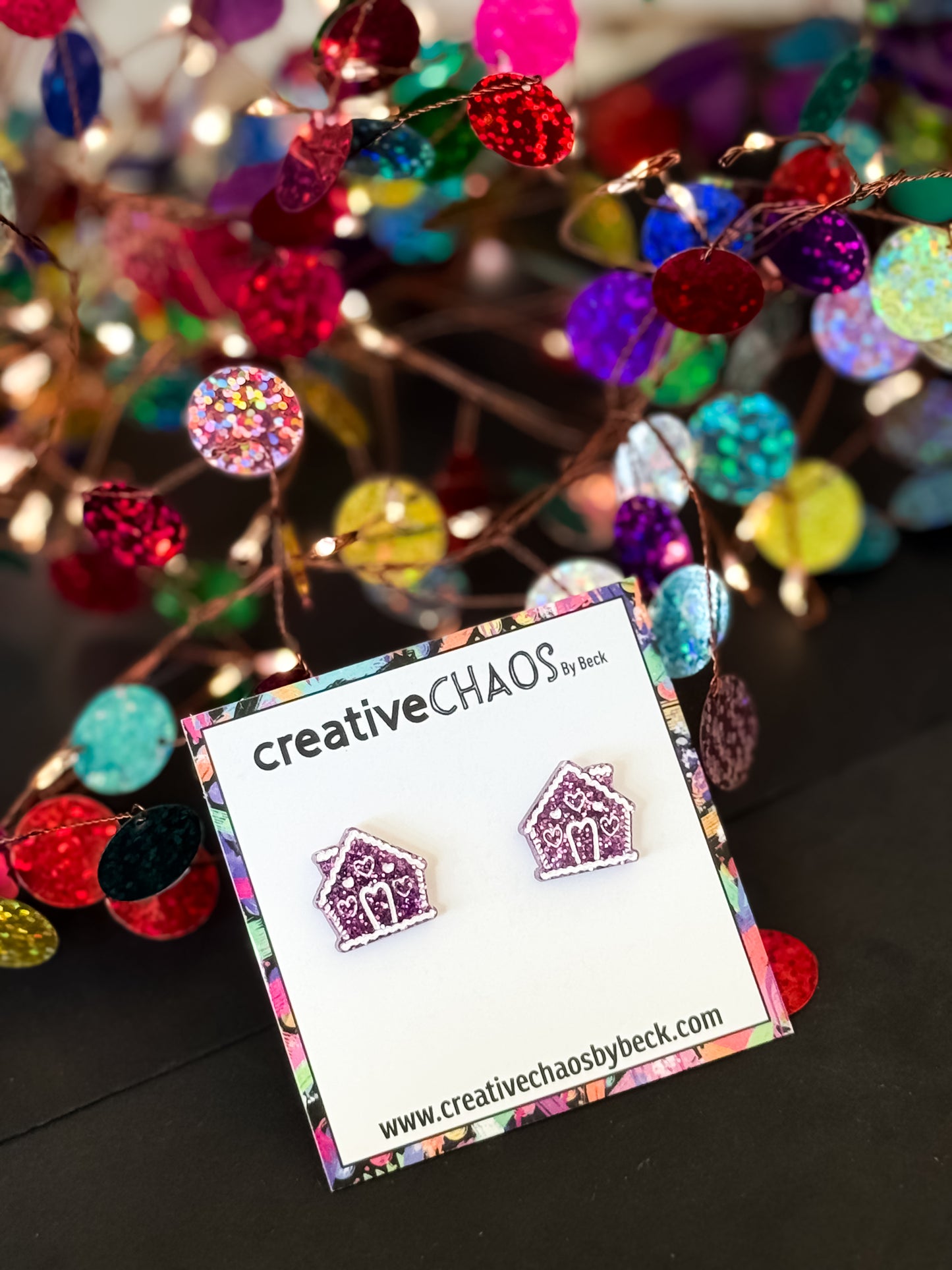 Acrylic Gingerbread House Stud (51)