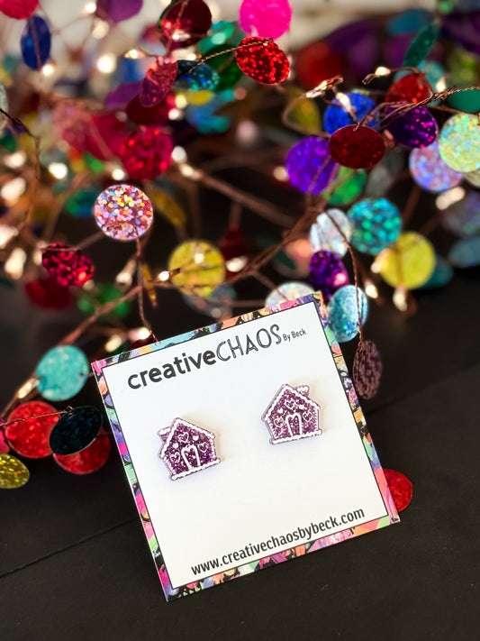 Acrylic Gingerbread House Stud (51)