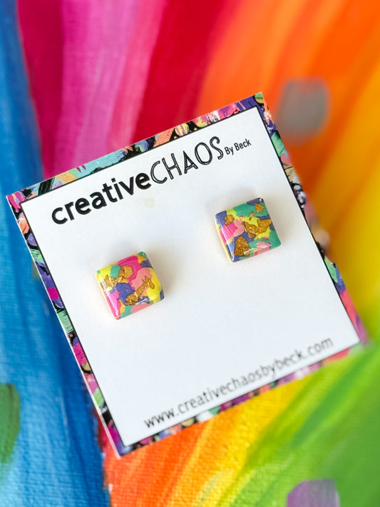 Gloss Clay Midi Stud Earrings