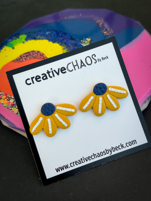 Polymer Clay 1/2 Flower Stud Earrings