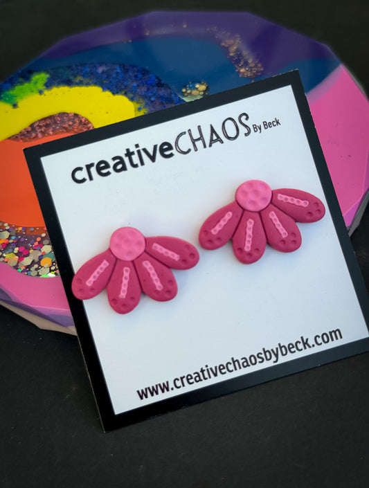 Polymer Clay 1/2 Flower Stud Earrings