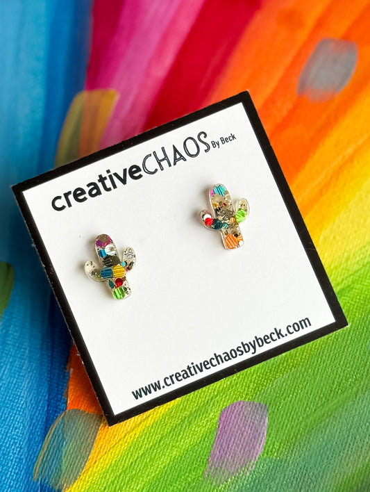 Glitter Cactus Midi Stud