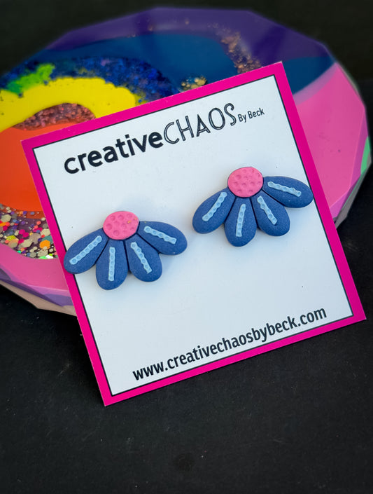 Polymer Clay 1/2 Flower Stud Earrings