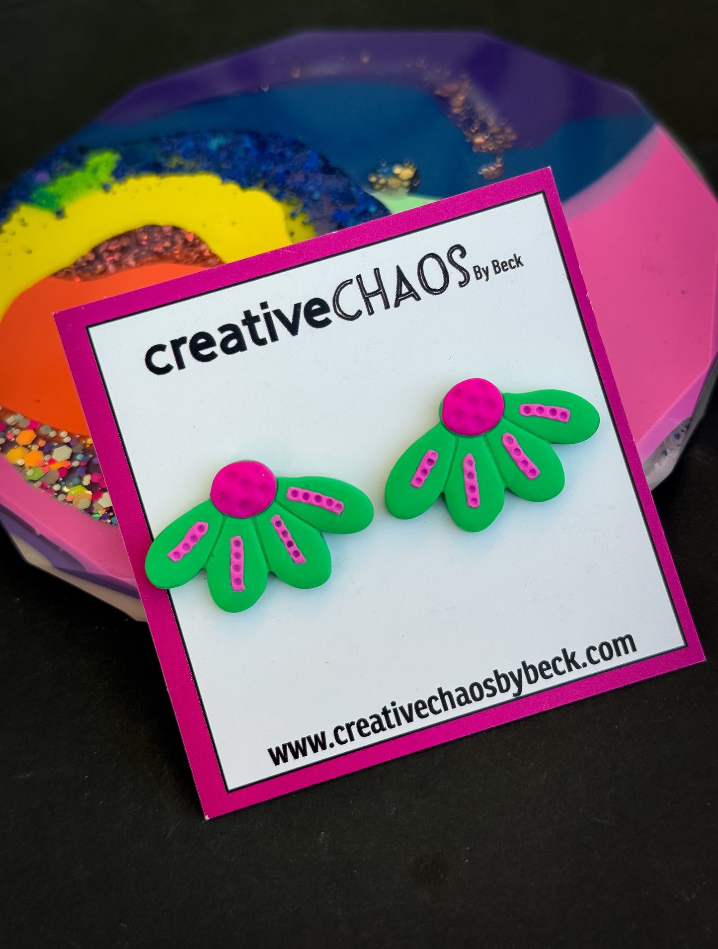 Polymer Clay 1/2 Flower Stud Earrings