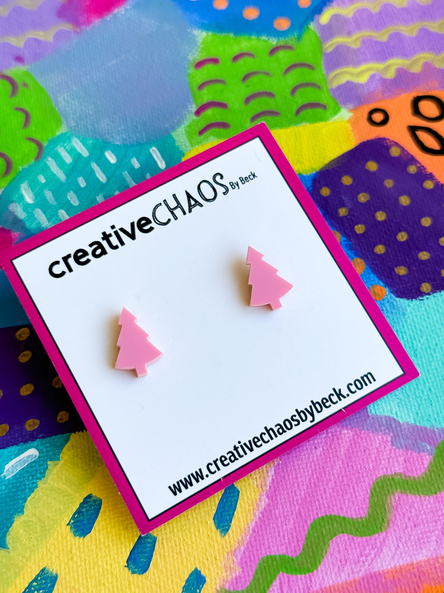 Mini Acrylic Christmas Tree Stud Earring (1)