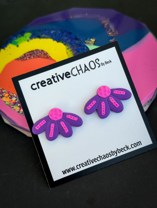 Polymer Clay 1/2 Flower Stud Earrings