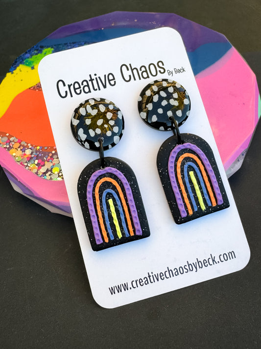 Rainbow Polymer Clay Dangle Earrings