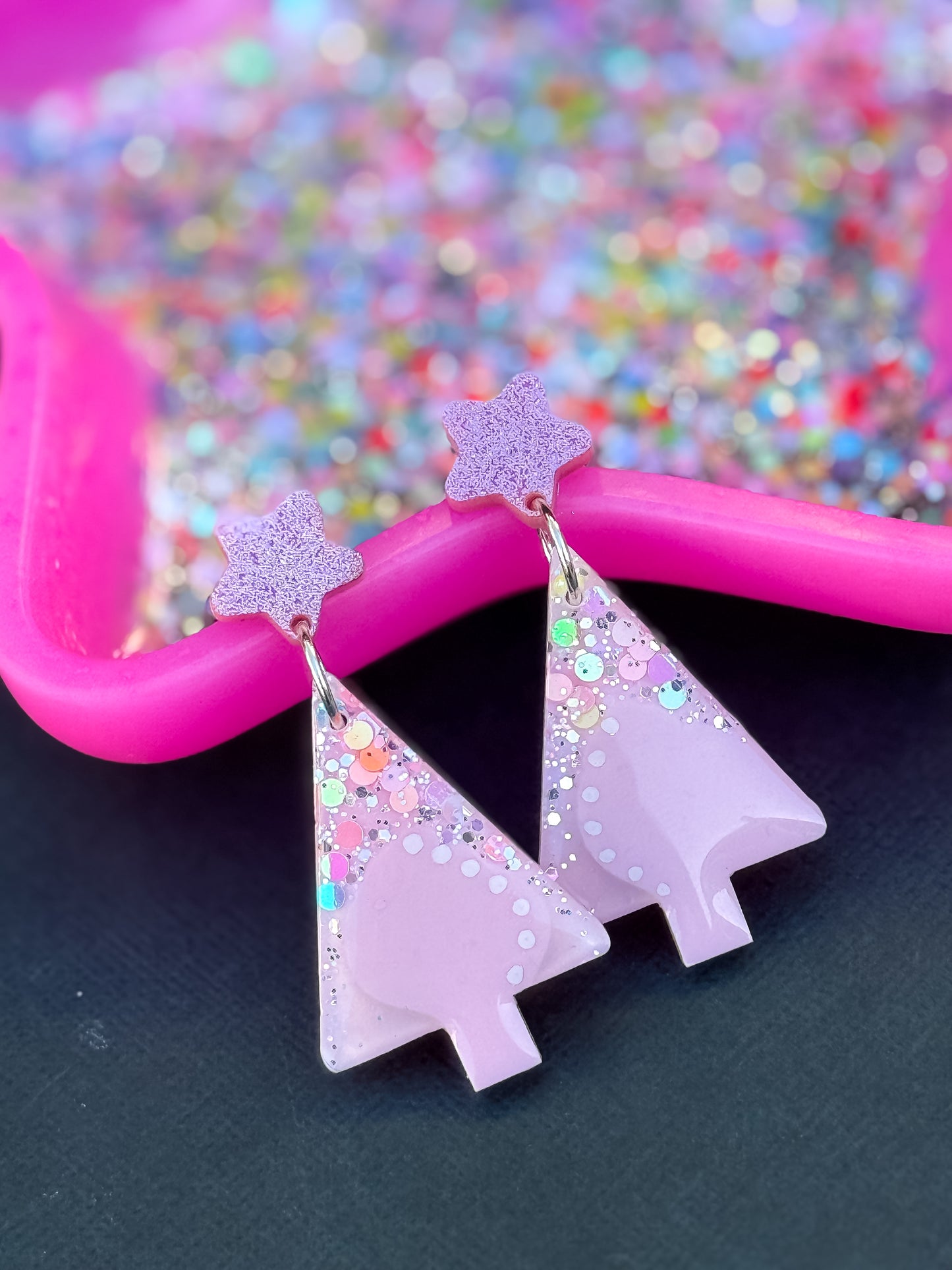 Resin Christmas Tree Dangle Earrings (39)