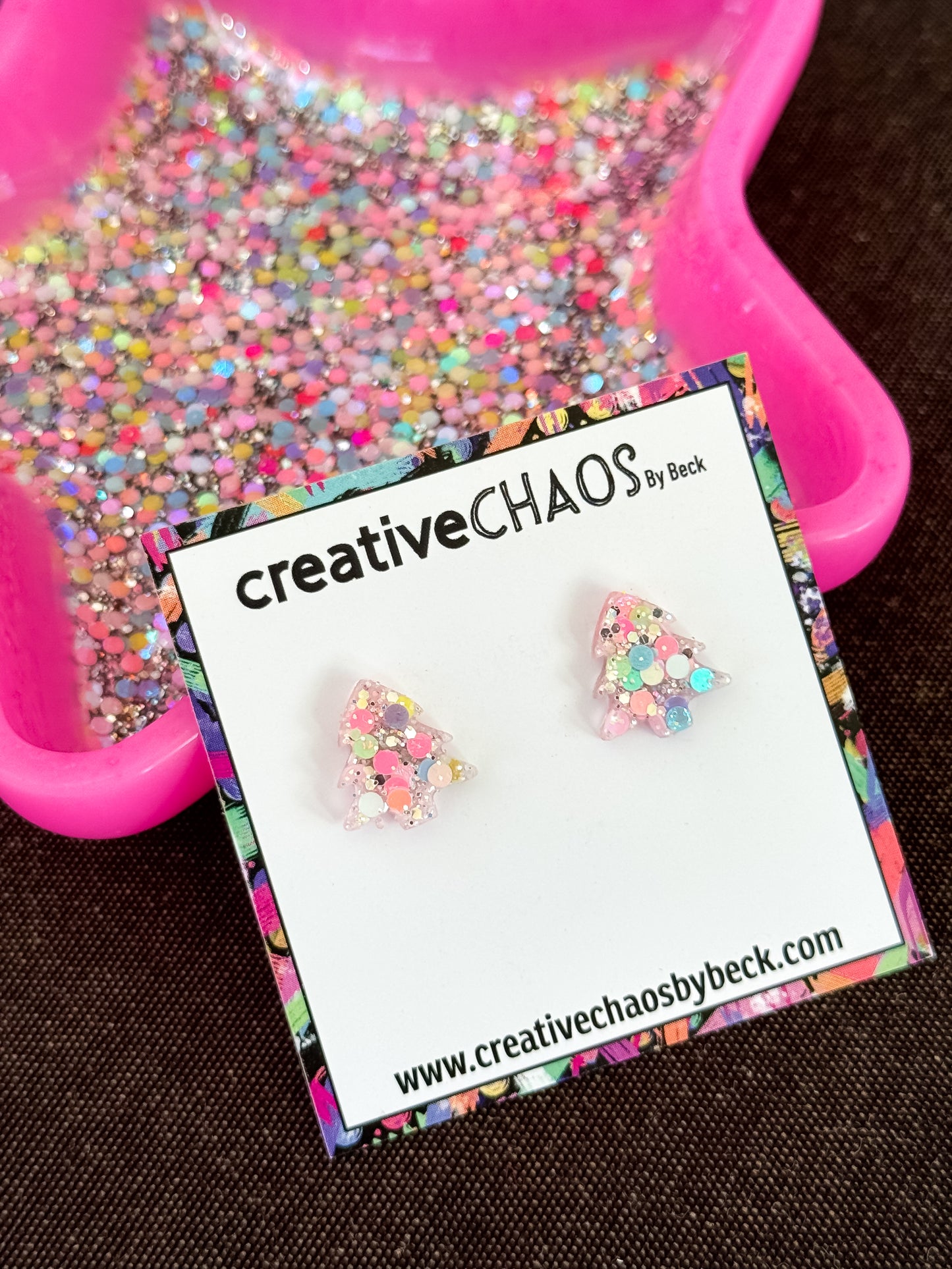 Glitter Christmas Tree Stud (3)