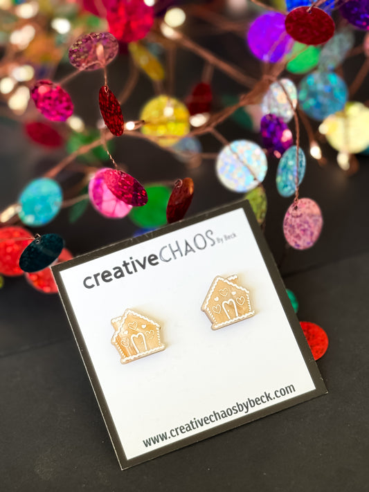 Acrylic Gingerbread House Stud (50)
