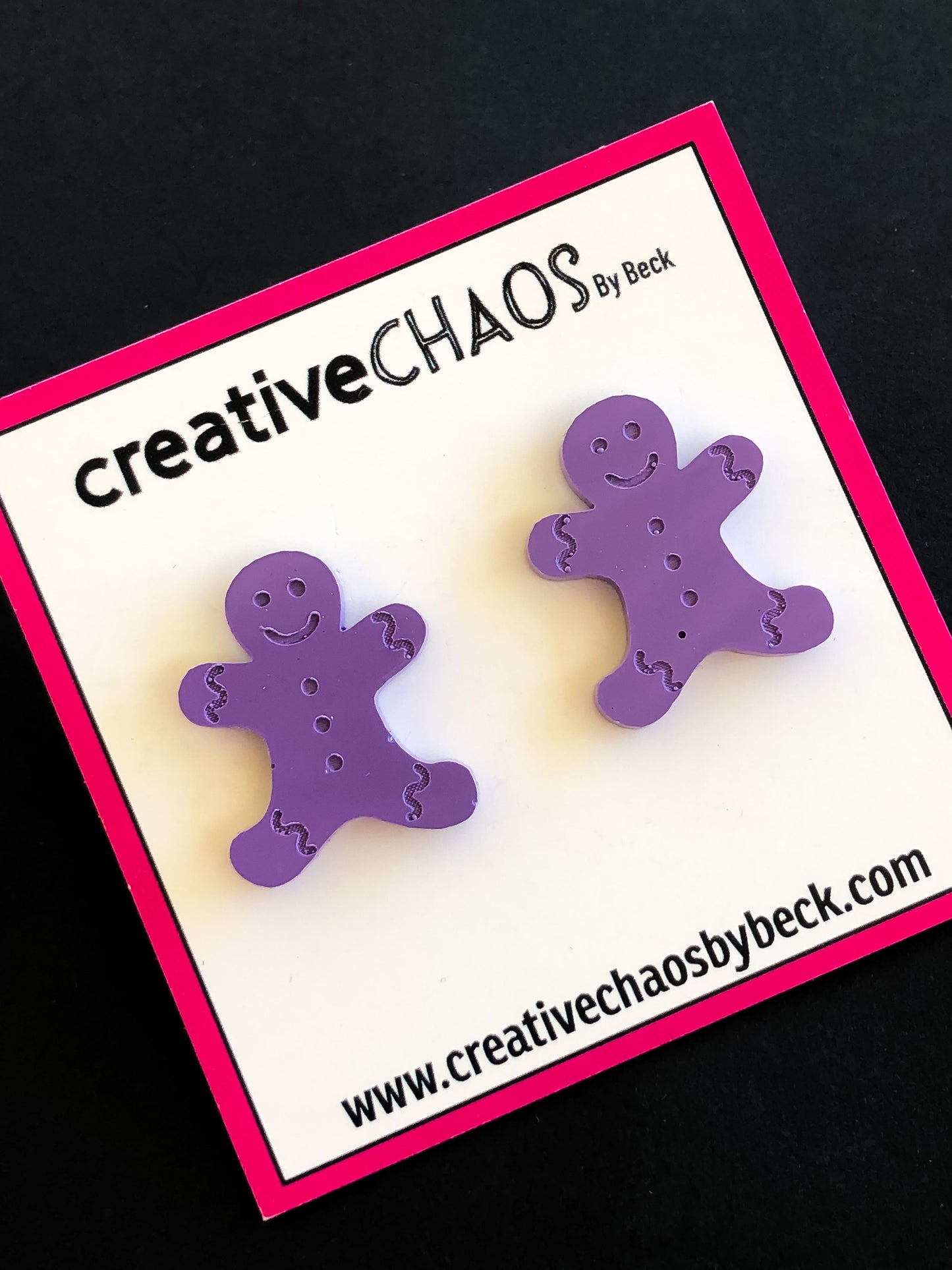 Resin Gingerbread Studs - Purple (89)