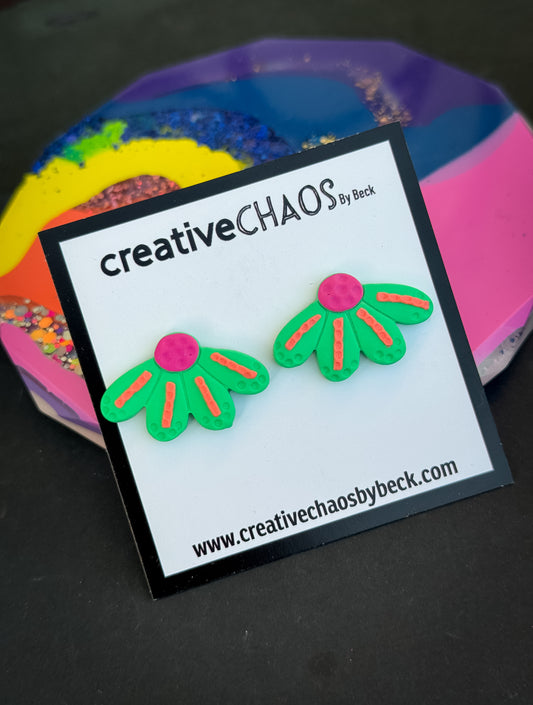 Polymer Clay 1/2 Flower Stud Earrings