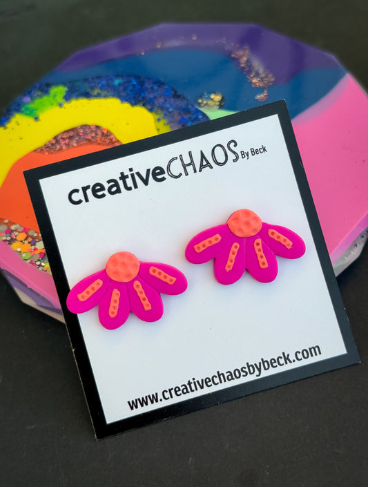 Polymer Clay 1/2 Flower Stud Earrings