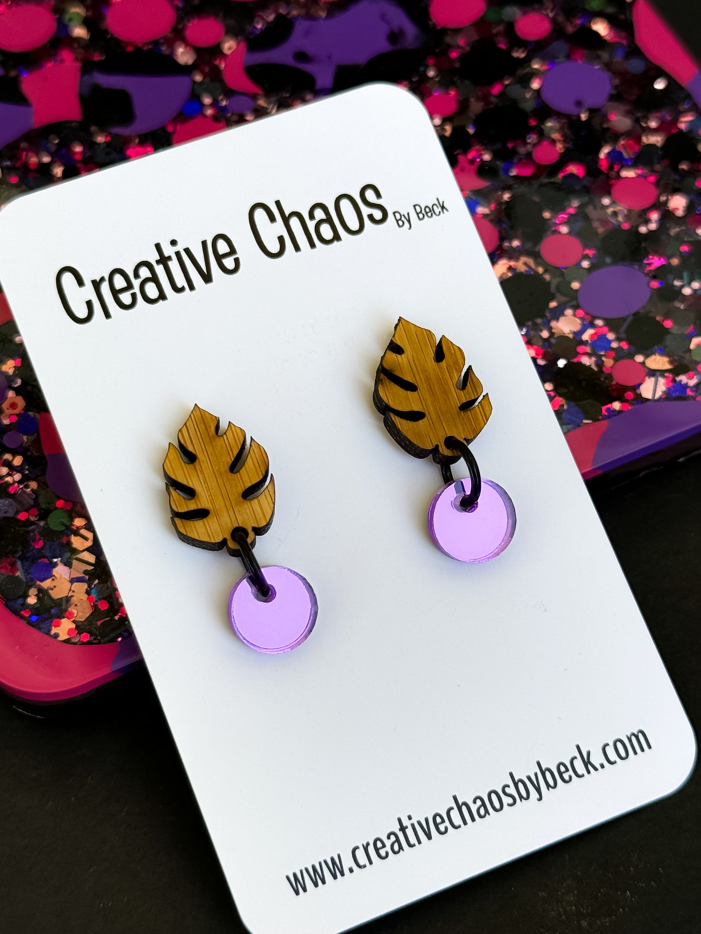 Chaos Acrylic Dainty Mirrored Dangle (37)