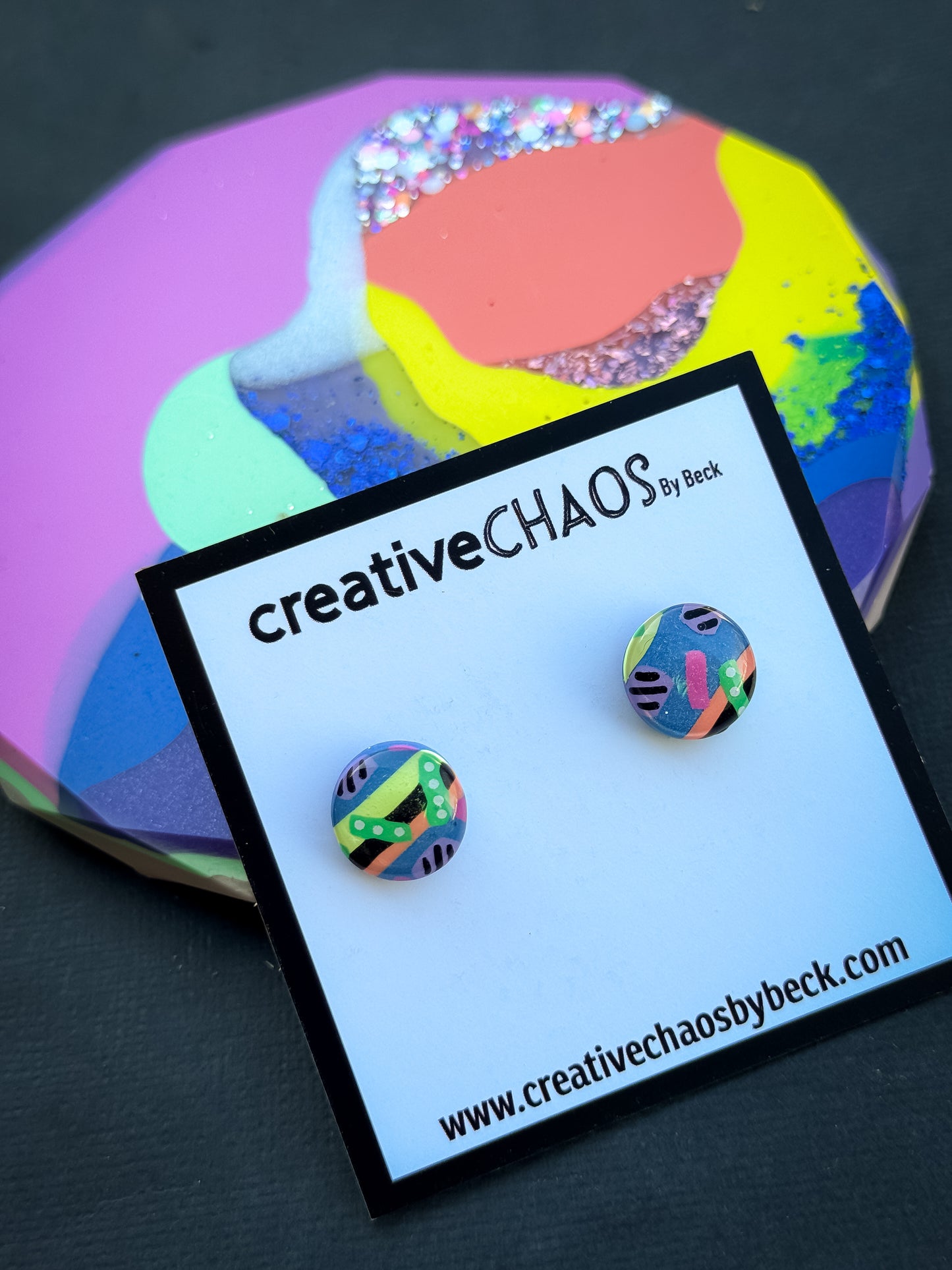 Gloss Clay Midi Stud Earrings (2)