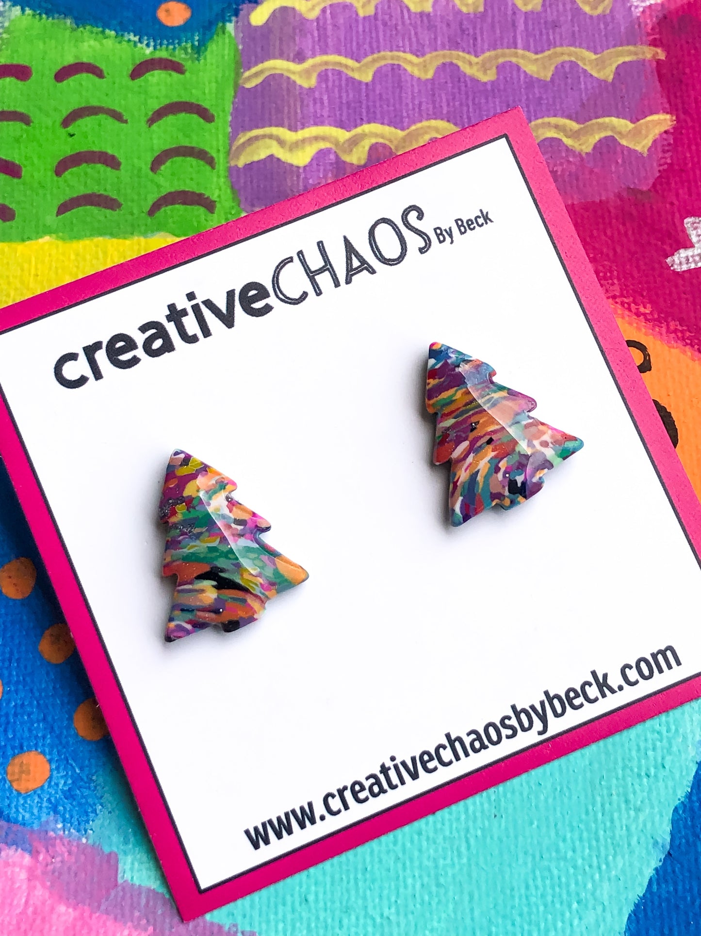 Polymer Clay Christmas Tree Stud Earrings (94)