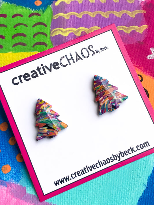 Polymer Clay Christmas Tree Stud Earrings (94)