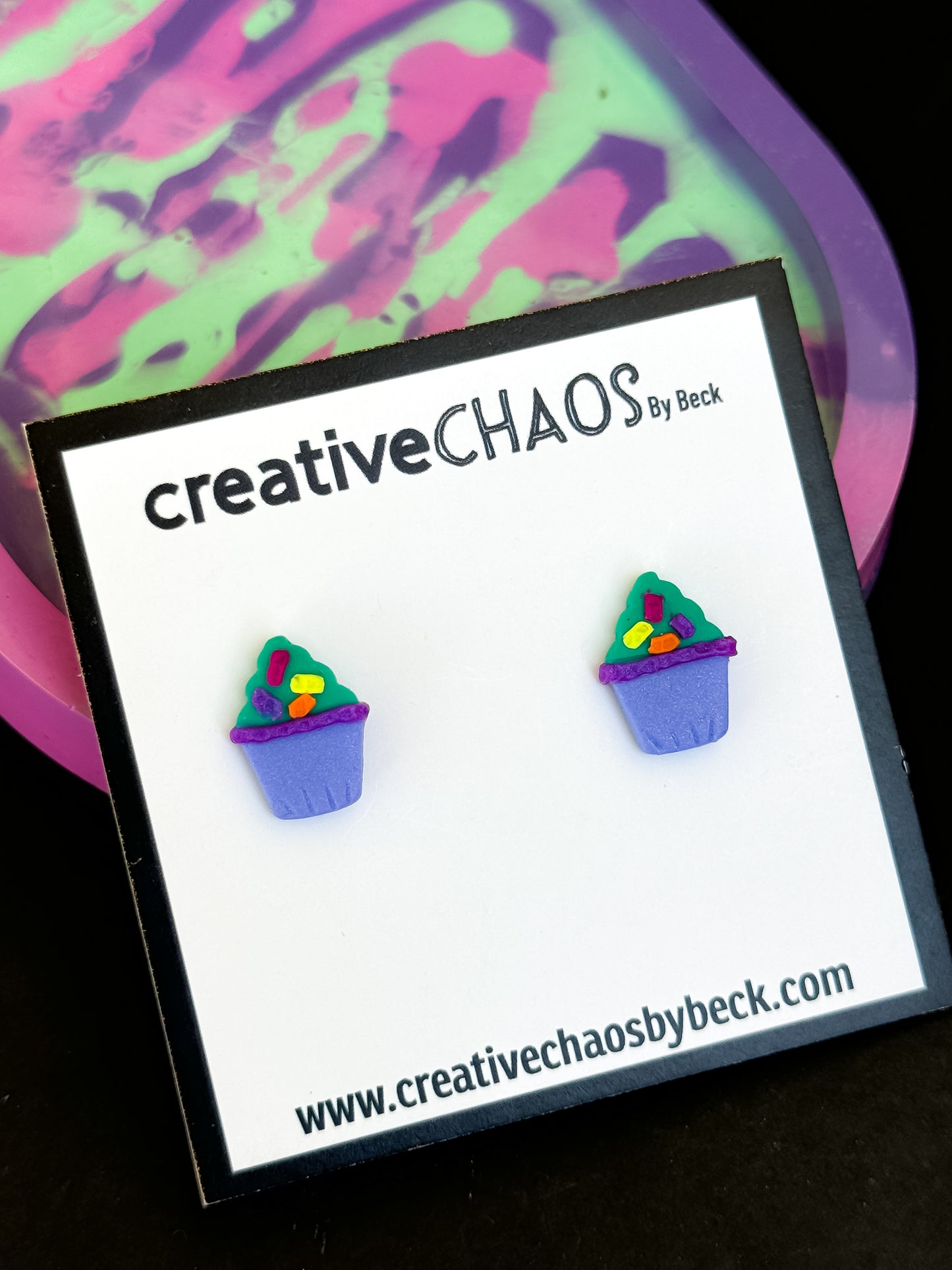 Cupcake Clay Studs Earrings (8)