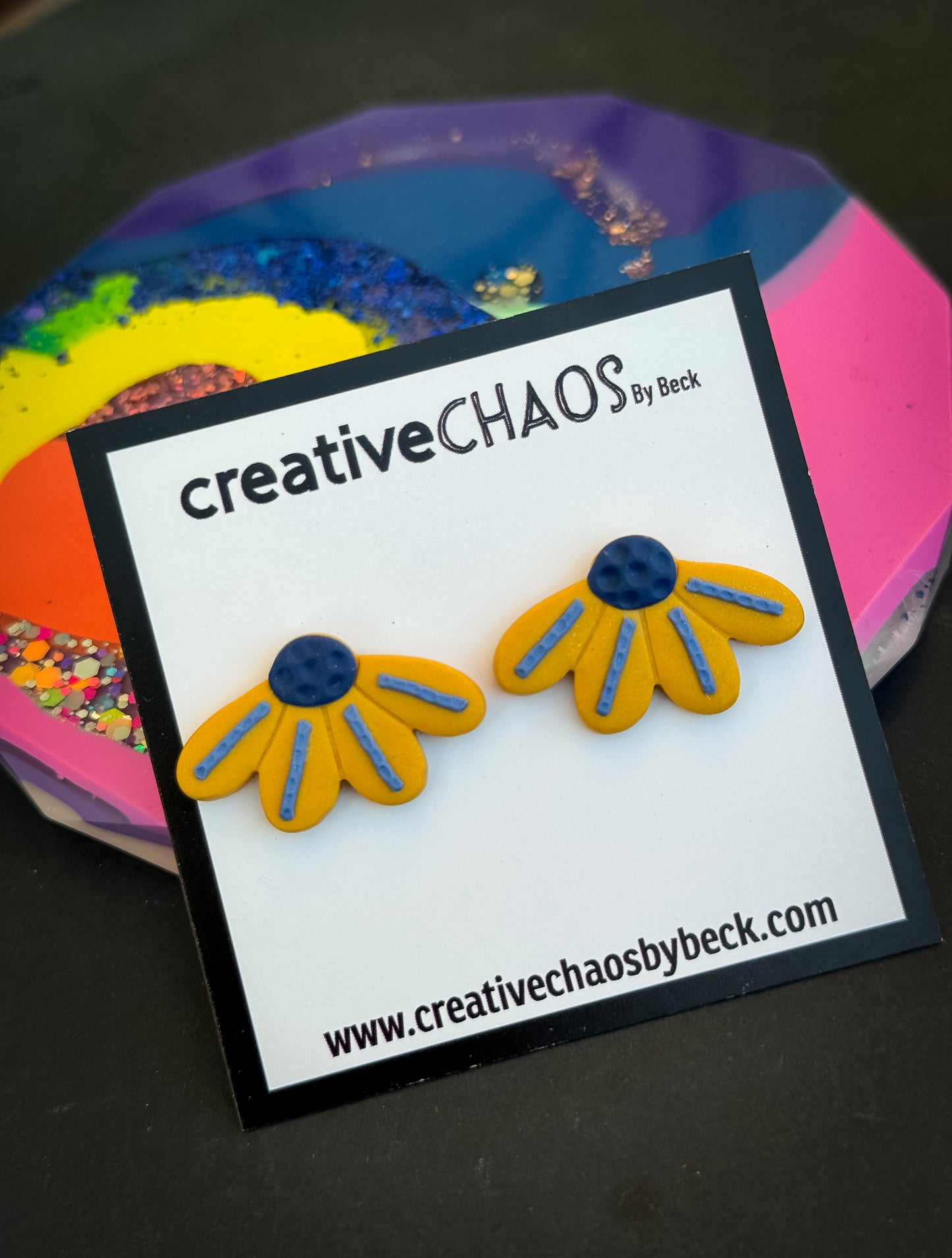Polymer Clay 1/2 Flower Stud Earrings