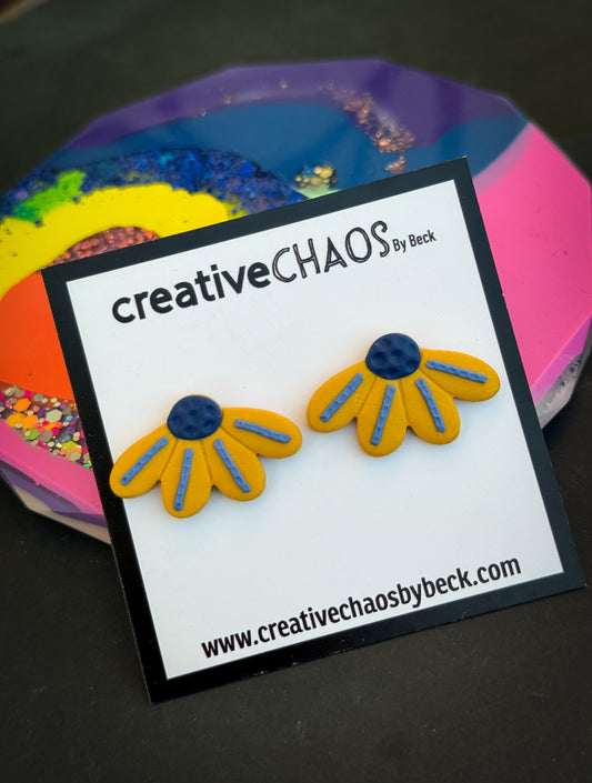 Polymer Clay 1/2 Flower Stud Earrings