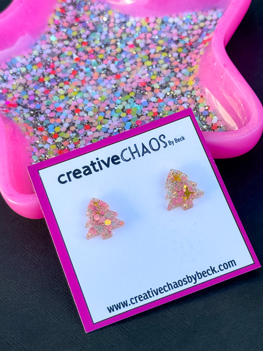 Glitter Christmas Tree Stud