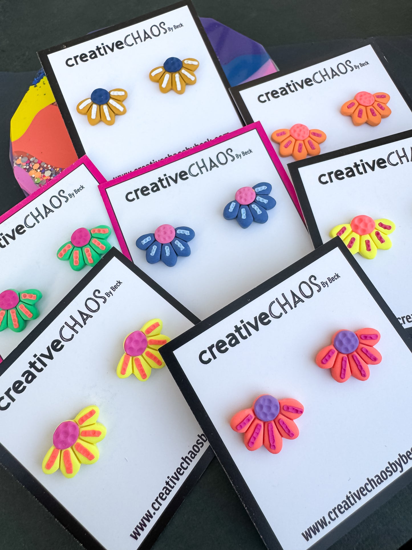 Polymer Clay Flower Stud Earrings