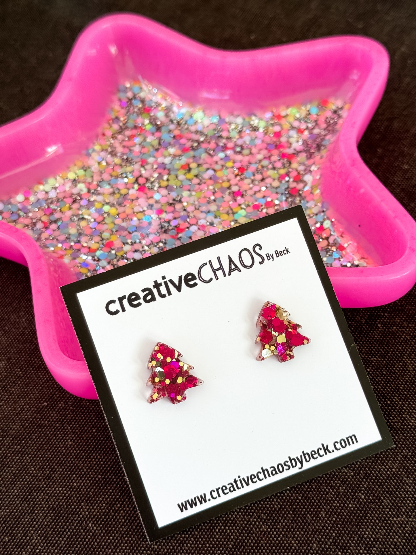 Glitter Christmas Tree Stud (2)