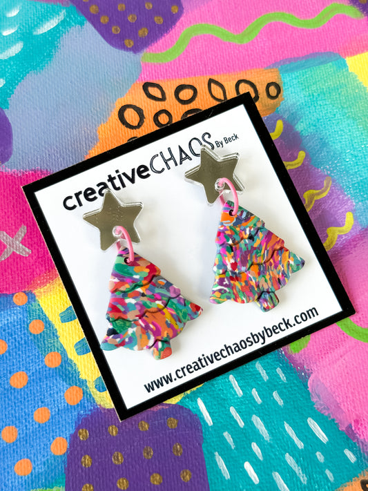 Christmas Charm: Polymer Clay Christmas Tree Dangle Earrings (80)