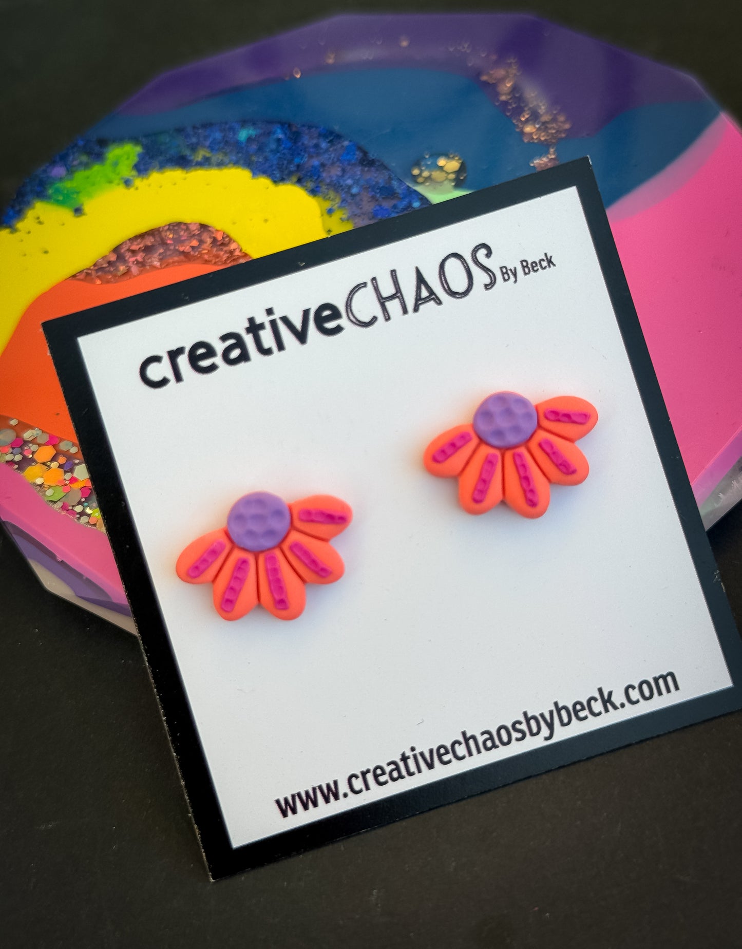 Polymer Clay Flower Stud Earrings